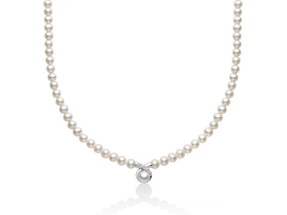 Collana Miluna Donna COLLANE PERLE BOULE E FANTASIA in Oro bianco Perla PCL6401 - PCL6401